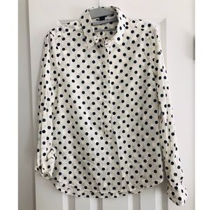 JCREW (navy) polka dot long sleeve button up